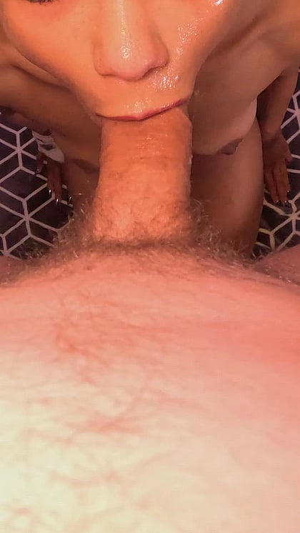 Drenched in White: An Ebony Queen's Sloppy Face Fuck & Cum Covering'